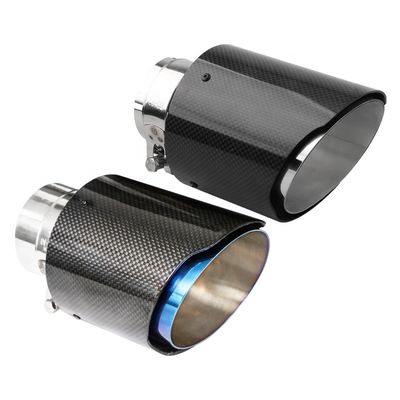kwaliteit  Universal Automotive Yaoyue Exhaust System Real Carbon Fiber Muffler Tips Exhaust Pipes Stainless Blue 63mm fabriek